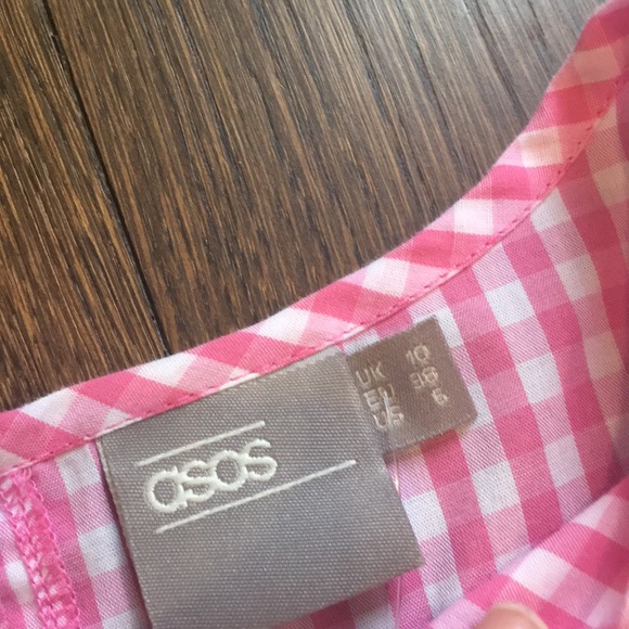 ASOS pink gingham top with peplum hem - Picture 3 of 5